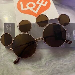 Japan Tokyo Disney Resort Disneyland Park Sunglasses Mickey Mouse Brown/Gold NWT